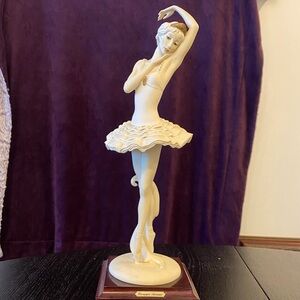 Cream and Brown Ballet Dancer Sculpture Art